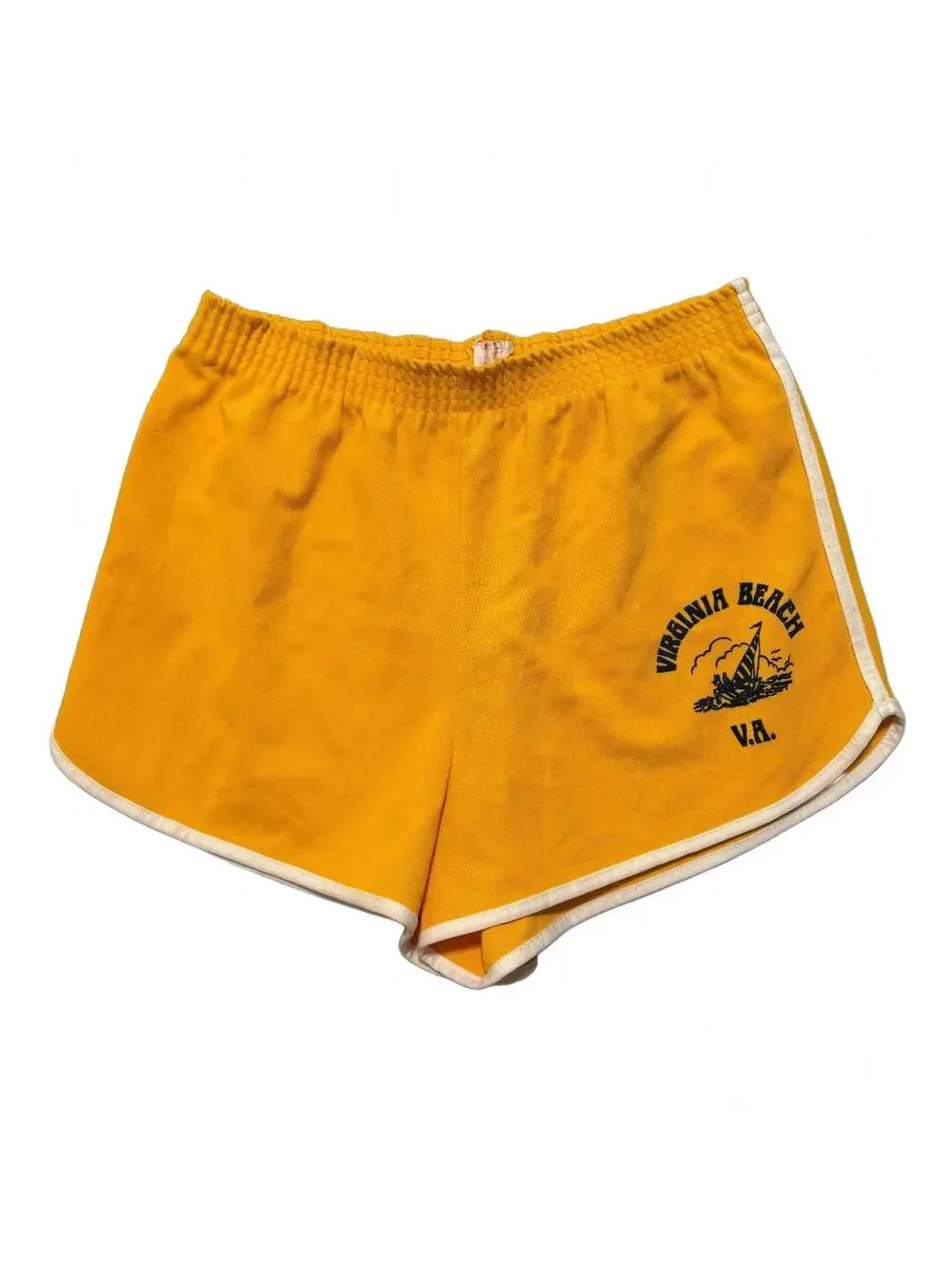VTG 70's Champion Virginia Beach Gym Track Running Shorts Women's S Yellow Retro